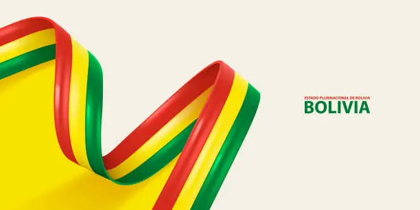 Vector illustration of Bolivia Ribbon Flag