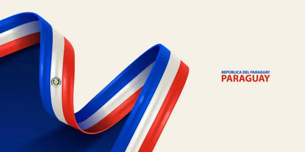 Vector illustration of Paraguay Ribbon Flag