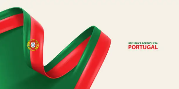 Vector illustration of Portugal Ribbon Flag