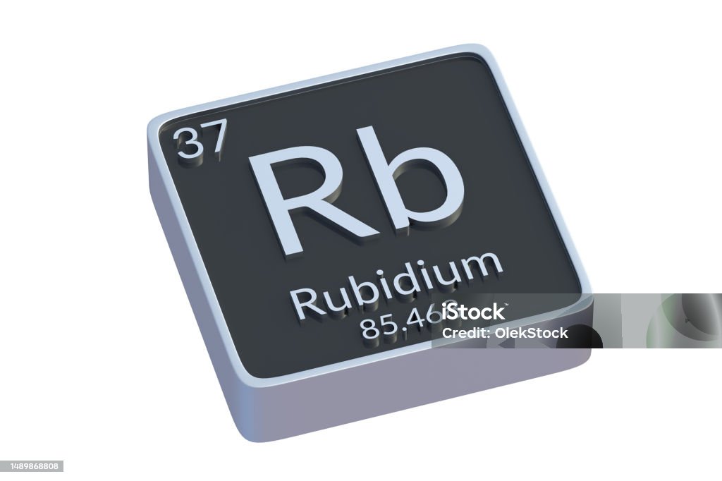白い背景に周期表のルビジウムrb化学元素化学元素の金属記号3dレンダリング 3Dのストックフォトや画像を多数ご用意 3D, アイコン