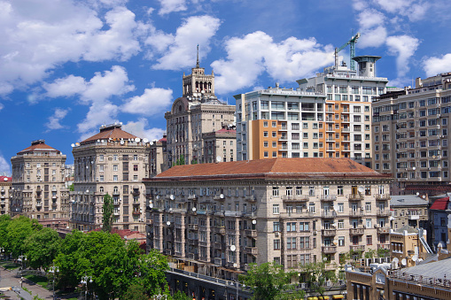 Kiev. Ukraine. 03/05/20. View of the city center and Khreshchatyk street.