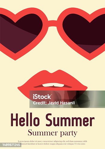istock Summer Abstract vector background. Ice cream, banana, tropical, beach shorts, cocktail and the sea. Illustrations Posters, cover art flyer, banner 1489871245