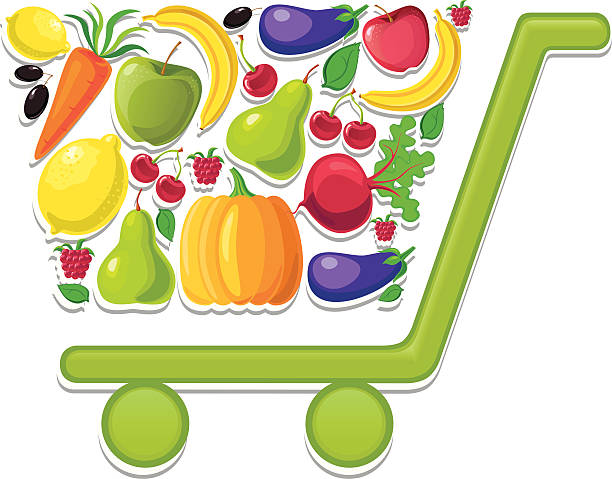 organic_shopping_cart vector art illustration