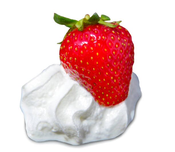 istock Strawberries with white ice cream or cream. 1489872535