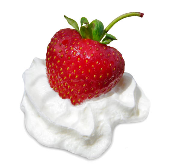 istock Strawberries with white ice cream or cream. 1489872584