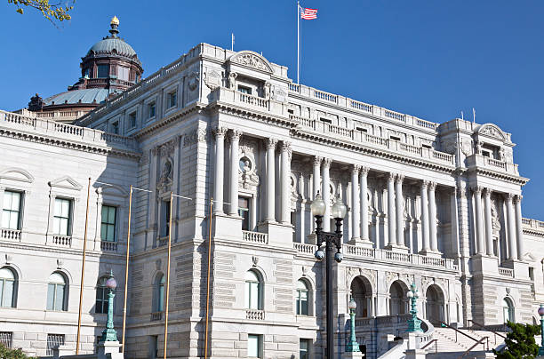 istock Library of Congress, Washington DC. Clear blue sky. 148987320