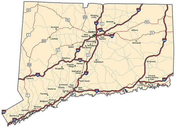 Connecticut Highway Map (vector) vector art illustration