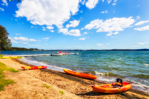 Lake Macquarie water activities on a sunny day popular tourism destination in Australia.