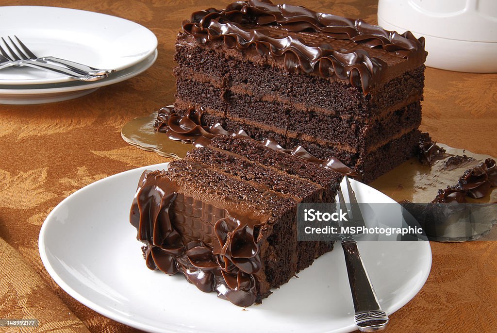 Gourmet chocolate cake A slice of rich chocolate cake Cake Stock Photo