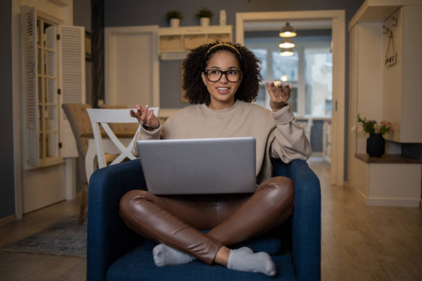 istock Young woman working from home 1489926696