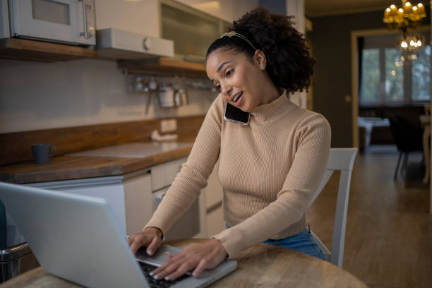 istock Young woman working from home 1489926723