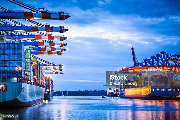 Container Terminal Stock Photo - Download Image Now - Freight Transportation, Harbor, Commercial Dock