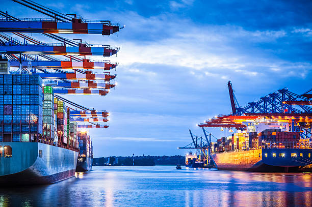 terminal de contêineres - porto comercial - fotografias e filmes do acervo