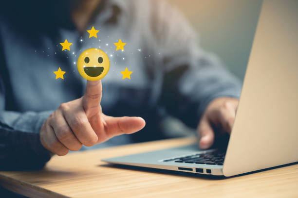 istock Infographics and icons rating form customer satisfaction level 1489929679