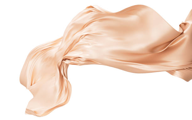 istock Brown silk fabric, gold cloth material flying in the wind , 3d rendering. 1489930143