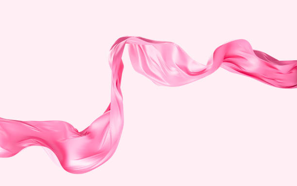 istock Pink silk fabric, gold cloth material flying in the wind , 3d rendering. 1489930145