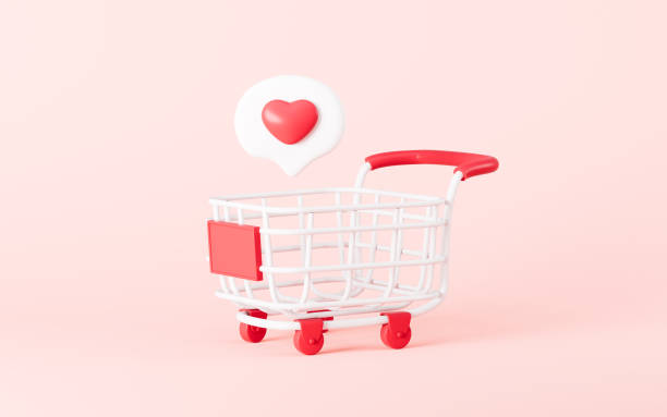 istock Empty shopping cart in the pink background, 3d rendering. 1489930182