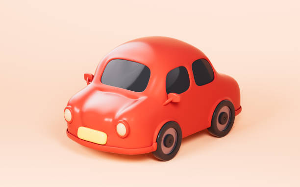 istock Cartoon car with yellow background, model car, 3d rendering. 1489930225