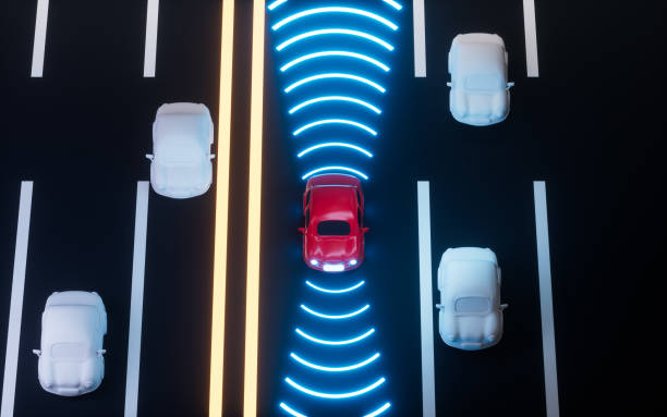 istock Autonomous Self Driving Car Moving through highway, Autopilot and sensing systems, 3d rendering. 1489930292