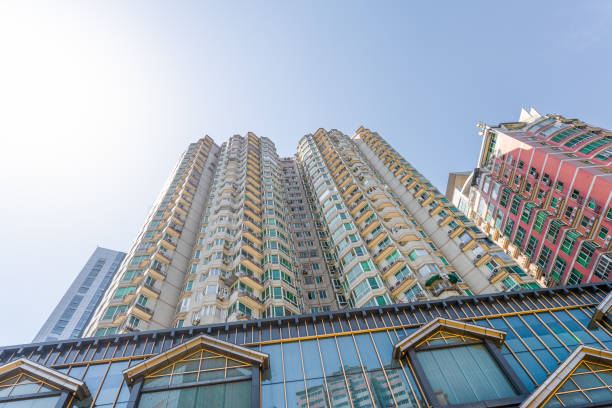 detail of skyscraper in Aberdeen, Victoria, Hongkong, China