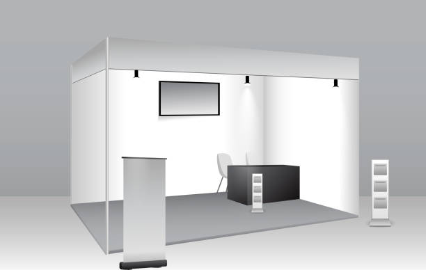 istock set of realistic trade exhibition stand or white blank exhibition kiosk or stand booth corporate commercial. eps vector. 1489936901
