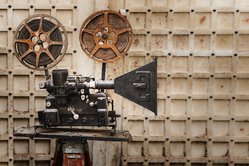 Old film projector outdoors on a flee market