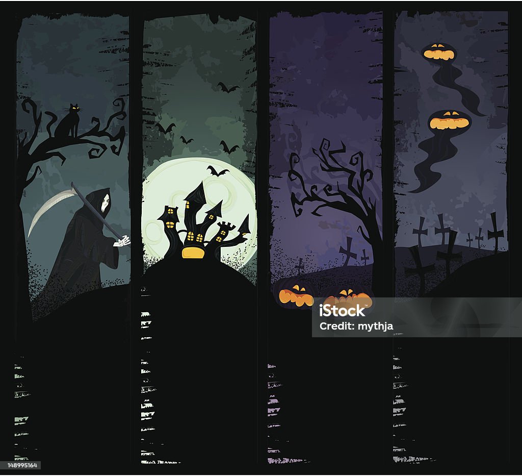 Cuatro vectores de Halloween banners - arte vectorial de Abstracto libre de derechos