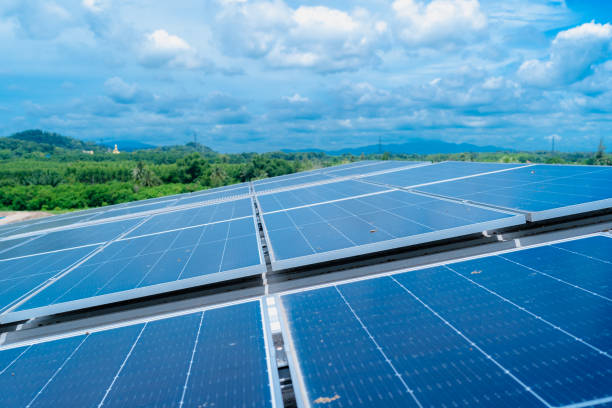 istock solar panel with sunlight and blue sky background. concept clean energy power in nature 1489957737
