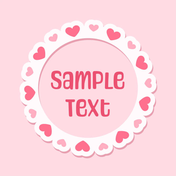 ilustrações de stock, clip art, desenhos animados e ícones de circle scalloped frame with hearts, pastel cute valentines border - doily heart shape animal heart valentines day