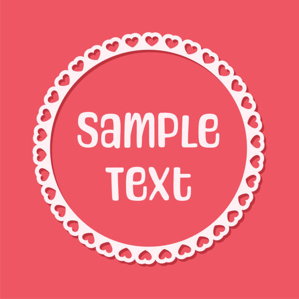 ilustrações de stock, clip art, desenhos animados e ícones de round scalloped frame with hearts pattern text frame, pastel cute valentines frame border - doily heart shape animal heart valentines day