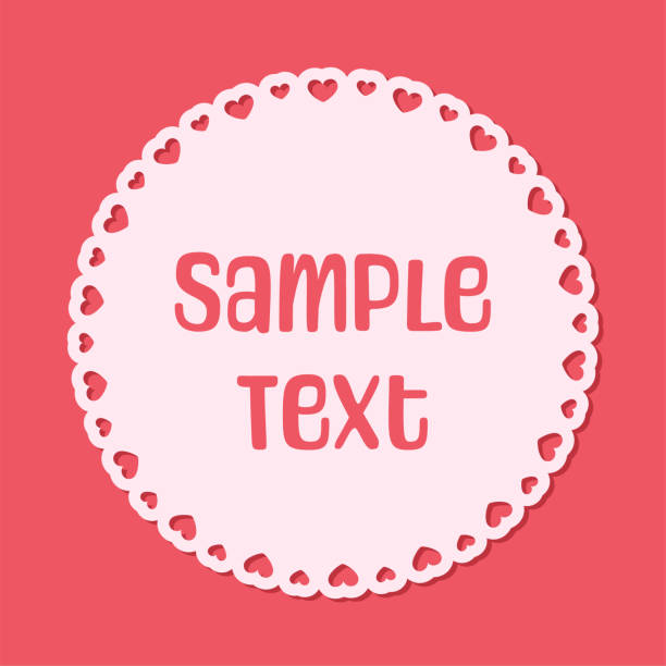 ilustrações de stock, clip art, desenhos animados e ícones de round scalloped frame with hearts pattern text frame, pastel cute valentines frame border - doily heart shape animal heart valentines day