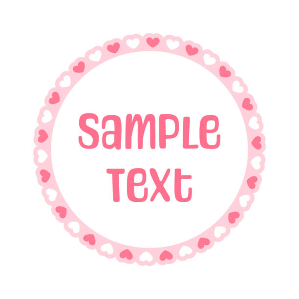 ilustrações de stock, clip art, desenhos animados e ícones de round scalloped frame with hearts pattern text frame, pastel cute valentines frame border - doily heart shape animal heart valentines day