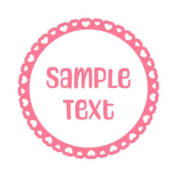 ilustrações de stock, clip art, desenhos animados e ícones de round scalloped frame with hearts pattern text frame, pastel cute valentines frame border - doily heart shape animal heart valentines day