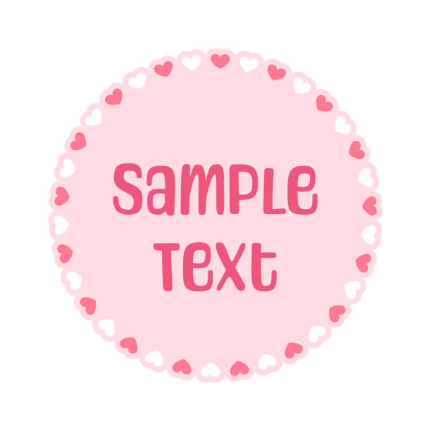 ilustrações de stock, clip art, desenhos animados e ícones de round scalloped frame with hearts pattern text frame, pastel cute valentines frame border - doily heart shape animal heart valentines day