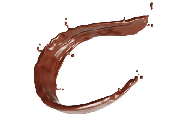 istock Closeup Chocolate Liquid splashing isolate on white background. 3d rendering. clipping part. 1489967913
