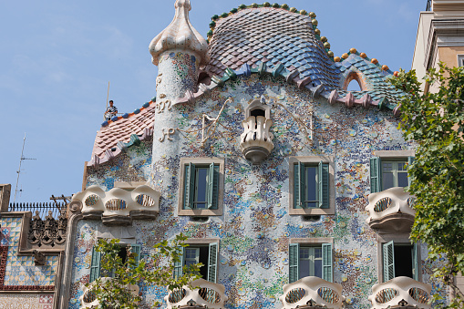 Barcelona, Spain - august 2022: Exterior of Casa Batllo in the Eixample district of Barcelona, Spain.