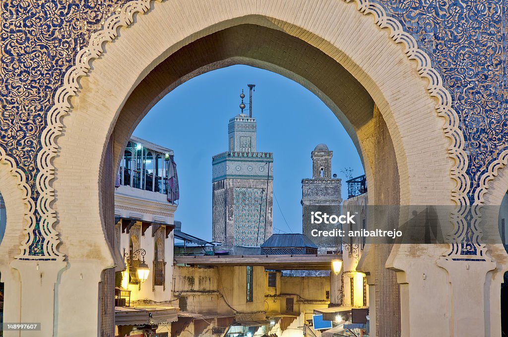 Bab Bou Jeloud gate at Fez, Morocco Bab Bou Jeloud gate (The Blue Gate) located at Fez, Morocco Morocco Stock Photo