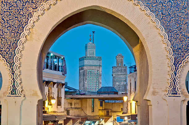 bab bou jeloud gate at fez, morocco - morocco stok fotoğraflar ve resimler