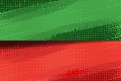 Grunge pop art comic versus background with dotted red and green color, vector illustration.