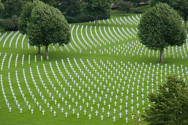 istock Overview American WWII Cemetery with trees 148999729