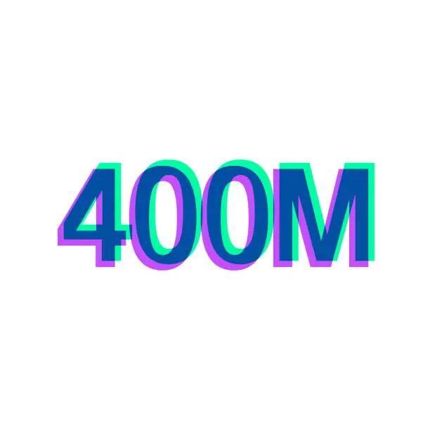 Vector illustration of 400M - Four hundred million. Icon with two color overlay on white background