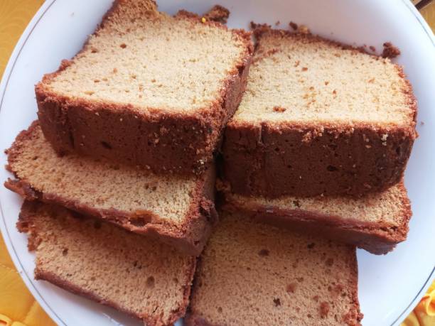 istock Slices of Pound Cakes or Bread on White Plate 1490001544