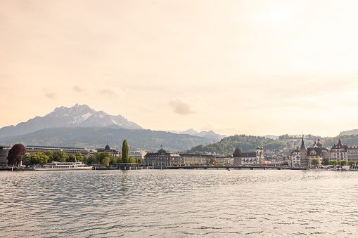 A beautiful scenery of the city skyline in different atmosphere.\nCute cities in Switzerland, old town view.