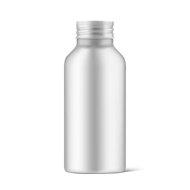 istock Hight realistic aluminum bottle mockup isolated on white background. 1490016476
