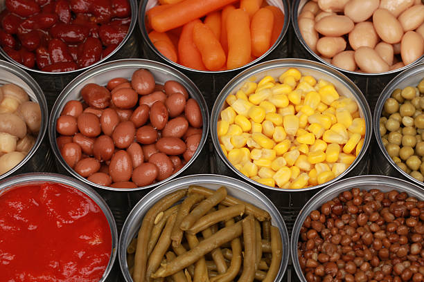 istock Open cans of vegetables ready to be cooked 149002744