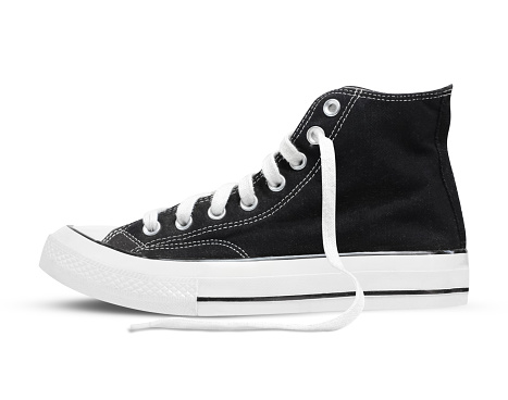 Black sneakers chucks taylor isolated on white background