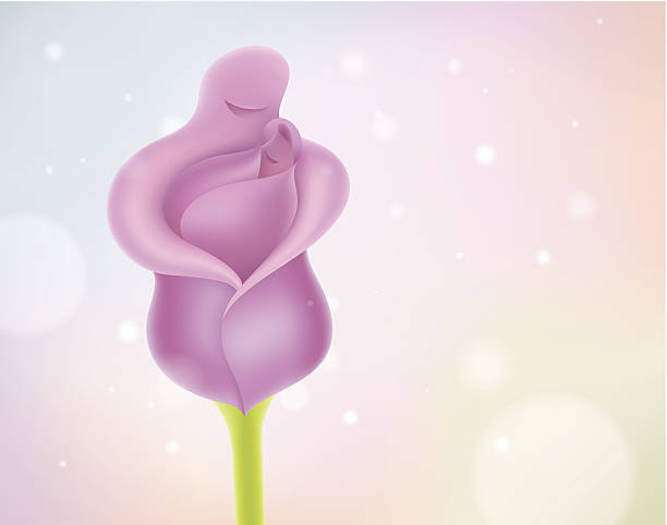 illustrations, cliparts, dessins animés et icônes de mère de bébé à fleurs & concept - mothers day mother single flower family