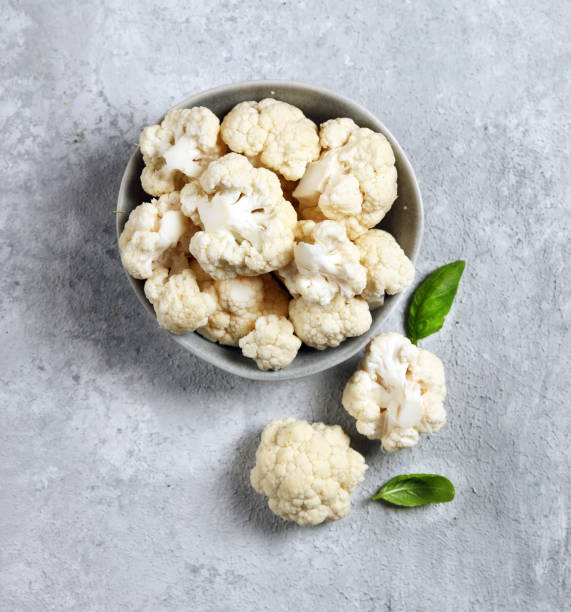 istock fresh cauliflower in a gray plate on a light gray background top view 1490049282