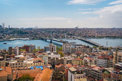 Panoramic view of beautiful Istanbul from Galata Tower, Turkey