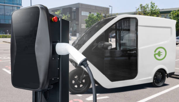 istock Electric tricycle scooter with charging station 1490064106